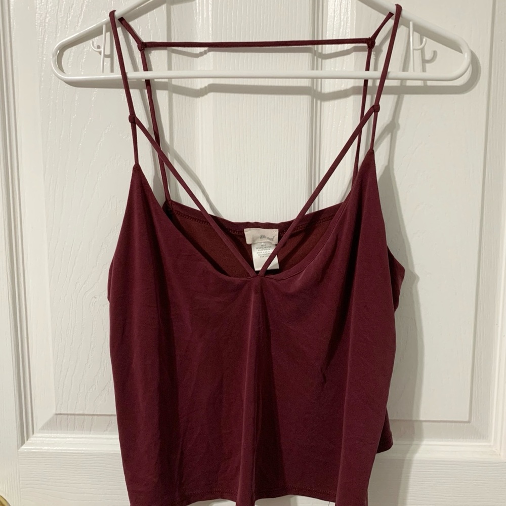 Burgundy Crisscross Strappy Tank Top